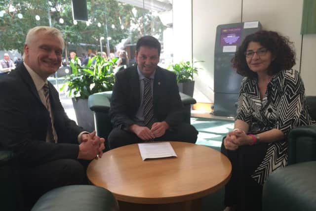 Andrew Percy has won parliamentary support for a proposed Bill to change the law in respect of tips and service charges. He is pictured with fellow MPs Graham Stuart (Beverley) and Diana Johnson (Hull North).