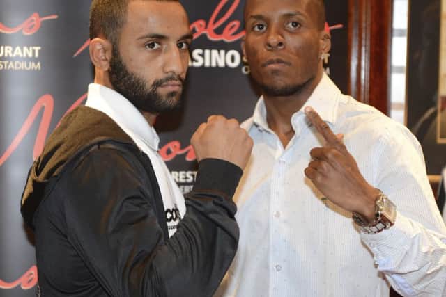 Boxer Kid Galahad with his opponent Adeilson Dos Santos ahead of Saturdays fight