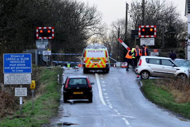 The scene at Beech Hill level crossing following the crash