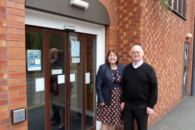 Councillors Julie Reed and John Briggs outside Crowle Library.