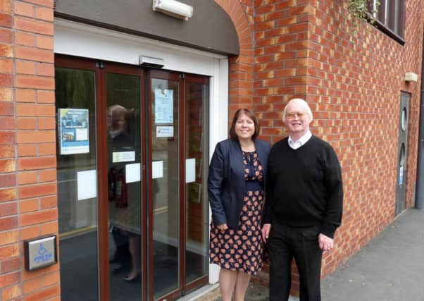 Councillors Julie Reed and John Briggs outside Crowle Library.