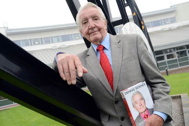 Dennis Skinner with his new autobiography, Sailing Close To The Wind