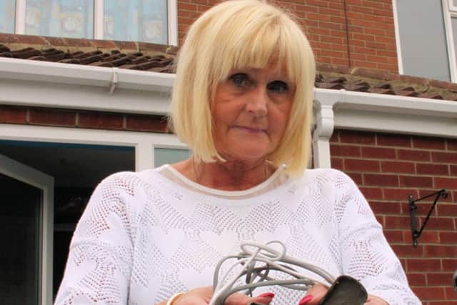 Linda Wood of Reaper's Rise in Epworth with exploded plug.