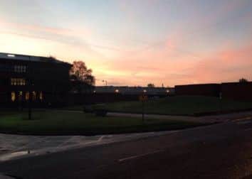 Dawn breaking at the prison where Ched Evams was released today