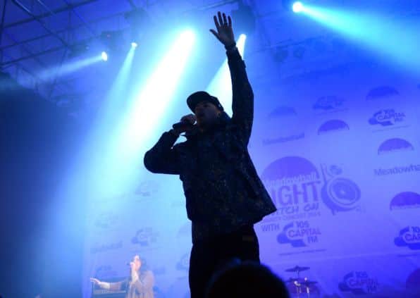 Professor Green performs at Meadowhall's Christmas lights switch on concert.