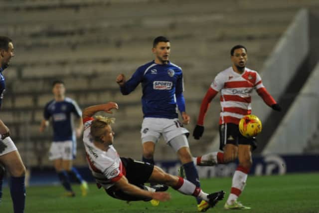 NSST 3-1-15 Oldham Ath v Doncaster Rovers Skybet League OneRovers suybstitute curtis main misses a chance
