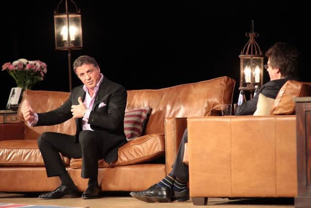 Sly Stallone on stage at Sheffield City Hall