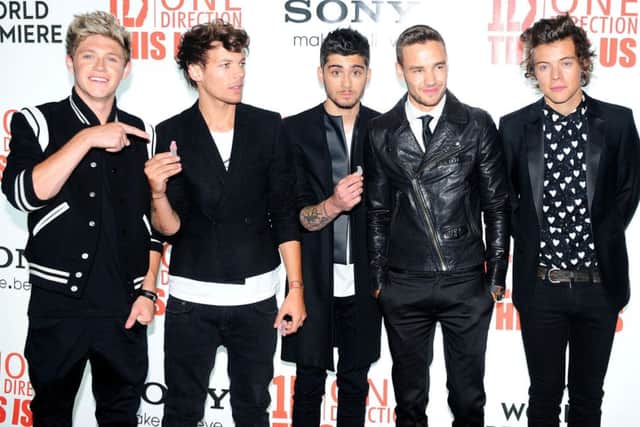 One Direction  (left - right) of Niall Horan, Louis Tomlinson, Zayn Malik, Liam Payne and Harry Styles.