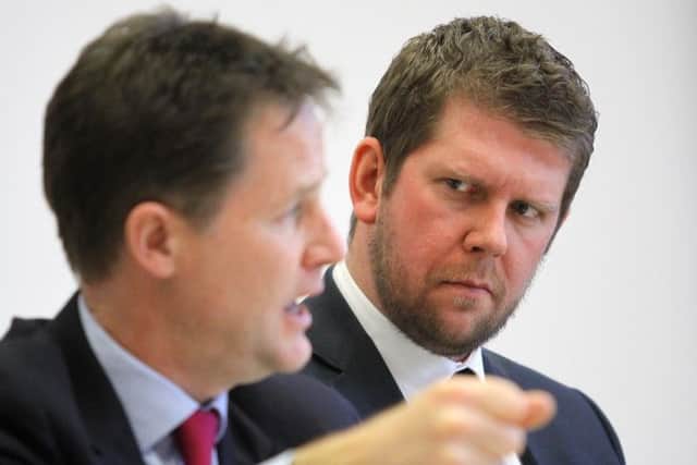 Nick Clegg, left, answers questiosn from The Star editor James Mitchinson at our exclusive Sheffield Hallam candidates debate