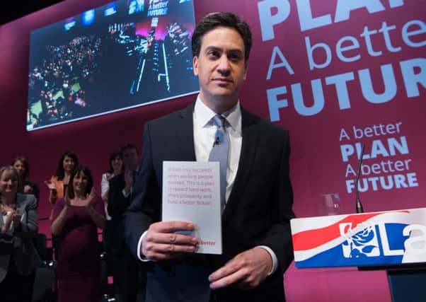 Labour Party leader Ed Miliband   launches his party's manifesto Pic: Stefan Rousseau/PA Wire