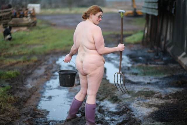 Angie Cox at Candy Farm nudist camp site ahead of Nudestock 2015.