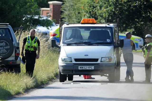 Armed police on The Cove, Westwoodside were there are reports of an armed person on the loose. Picture: Andrew Roe