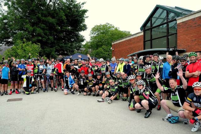 Cyclists at the JE James and Derbyshire Times 2015 Flagg Challenge for Chesterfield-based Ashgate Hospice.