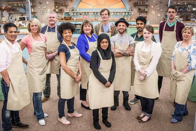 Alvin, Ugne, Paul, Dorret, Marie, Ian, Nadiya, Stu, Tamal, Flora, Mat and Sandy (no surnames given) for this year's BBC1's cookery contest, The Great British Bake Off. Photo: Mark Bourdillon/PA Wire