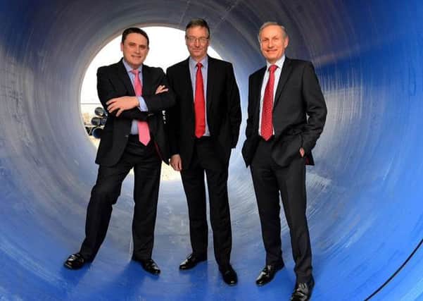 From left, Paul Rice, Polypipe business development director, Peter Shepherd, chief financial officer, and David Hall, chief executive.