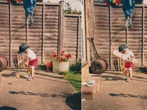 Joe Root practices his batting in the back yard at home