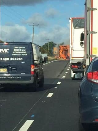Lorry fire on the A1 near Retford and Worksop