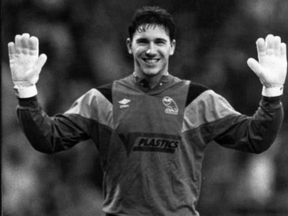 David Hirst dons the gloves on New Year's Day, 1990