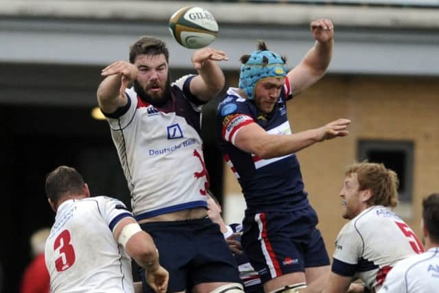 Action from Knights' win over London Scottish.