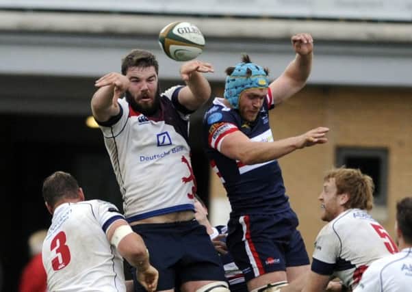 Action from Knights' win over London Scottish.