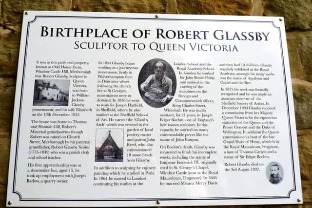 A plaque at the birthplace of Robert Glassby in Mexborough