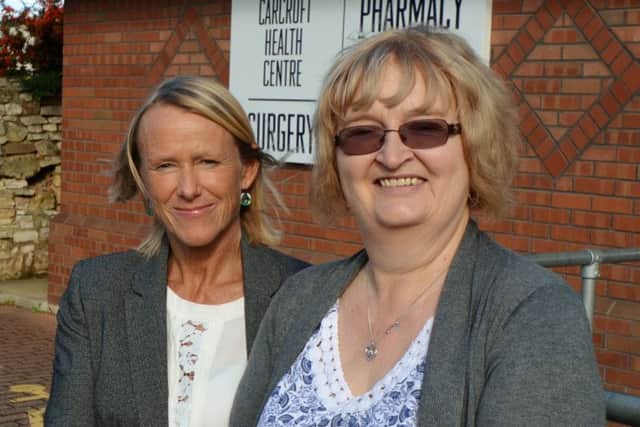 Dr Niki Seddon (left) and Margaret Harrison outside Carcroft Health Centre