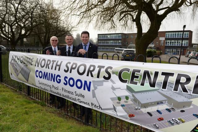 Cllr John Briggs, Principal Joe Sellars and Andrew Percy MP at Axholme Academy