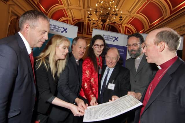From left, John Mann MP, Councillor Jo White, Canon Tony Walker, Anna Scott, Rick Brand, the Reverend Peter Sheasby and the Right Reverend Paul Williams, Bishop of Southwell & Nottingham.