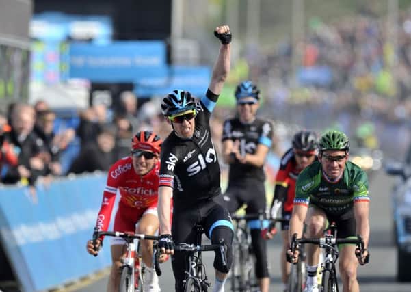 Lars Petter Nordhaug (Team Sky) wins the opening stage at the Tour de Yorkshire in Scarborough. The Norwegian was a part of a five-rider breakaway that made it to the finish line where he out sprinted his rivals. Thomas Voeckler (Europcar) finished second in the sprint and Stephane Rossetto (Cofidis) was third. Tour de Yorkshire Stage 1- Bridlington to Scarborough.  1 May 2015.  Picture Bruce Rollinson