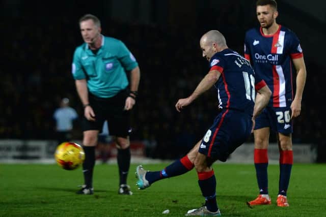 Doncaster's Paul Keegan equalises from a free kick Andrew Roe