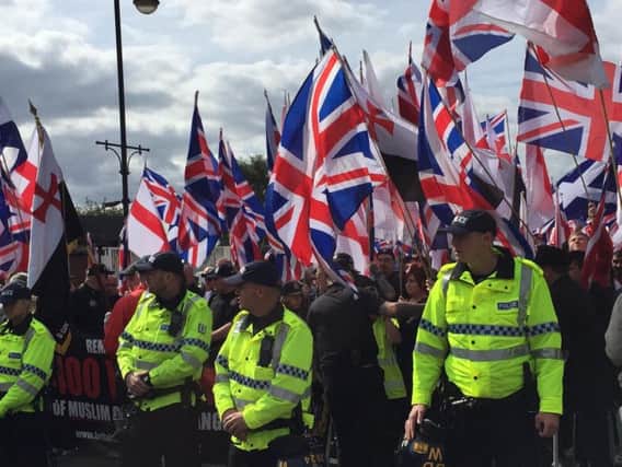 Protesters at the Britain First march