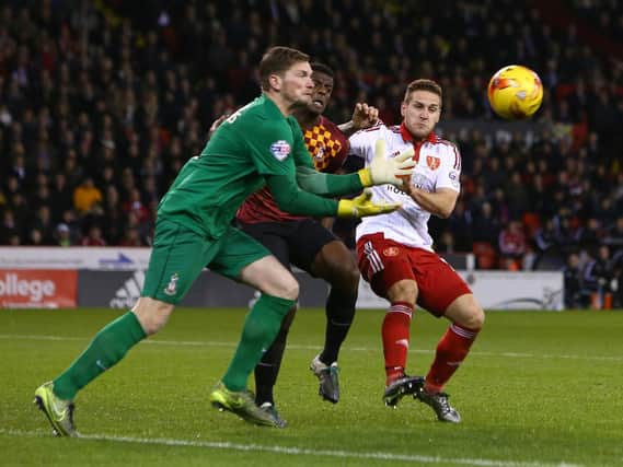Billy Sharp in action against Bradford City