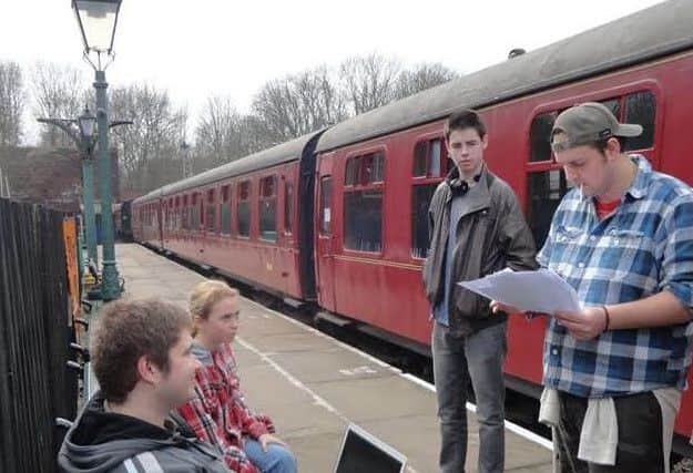 Behind the scenes filming of The Railway Carriage.