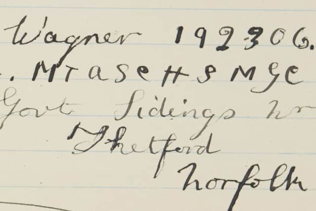 Words written in the visitor book by Sheffield soldier Charles Wagner