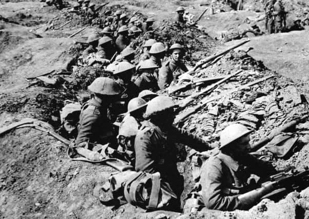 Soldiers in the trenches during WWI
