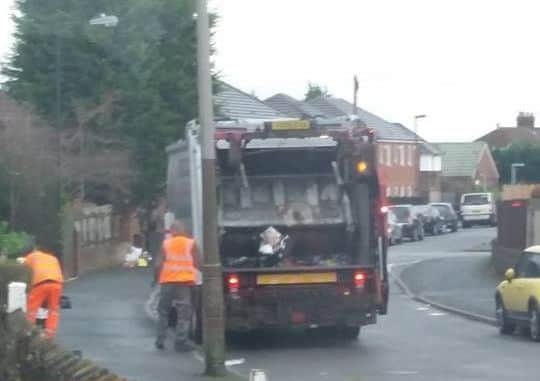 Bin men on Paxton Crescent, Armthorpe. Photo by resident Paul Ridsdale.