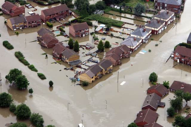 Aeriel view of the village of Catcliffe near Sheffield which is under water after two days of heavy rain which caused floods in Yorkshire. PRESS ASSOCIATION Photo. Picture date: Tuesday June 26, 2007.