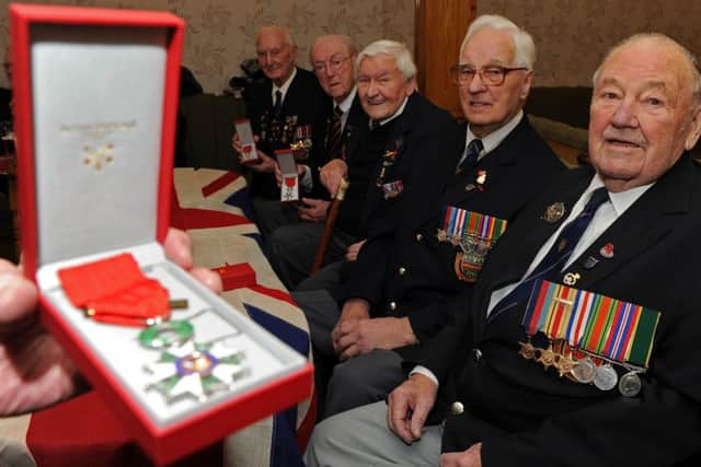 (l-r) Cyril Elliott, Douglas Austin, Ken Johnson, Les Giles and Bill Hartley, all of Sheffield Normandy Veterans, have been awarded the Legion D'Honneur. Picture: Andrew Roe