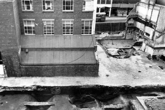 The archaelogical dig revealed by the demolition of The Elephant.