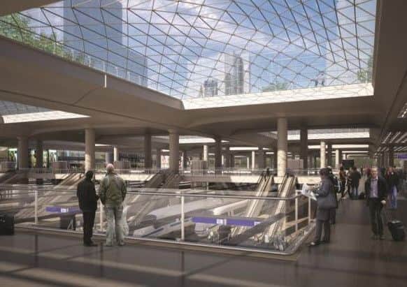 An artist's impression of the interior of a proposed Sheffield HS2 station