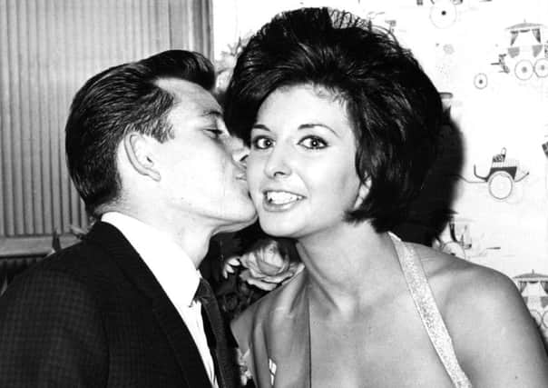 Marti Caine (when Lynne Shepherd) wins University Rag Queen Title and receives kiss from Owls player - 9th October 1961