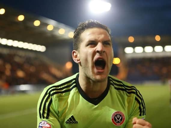 Billy Sharp celebrates after victory over Colchester