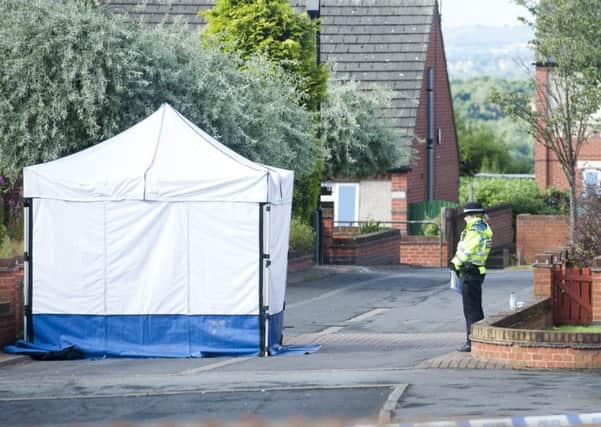 Murder scene: Cy Cooper, aged 44, was allegedly beaten and had his house set on fire fire at Bluebell Close in Sheffield. Picture Dean Atkins