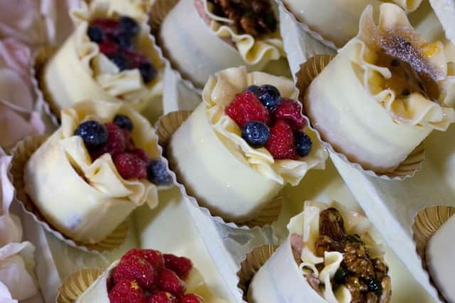 Dessert served at a wedding.