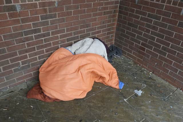 A sleeping bag is surrounded by mess on New Beetwell Street, Chesterfield.