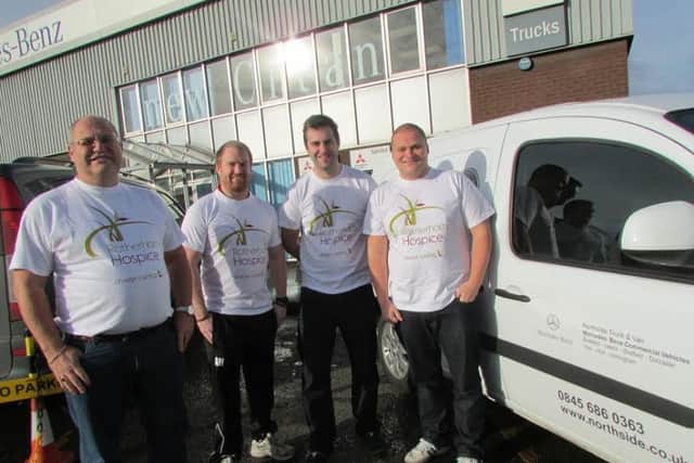 The crew pick up the van. L to r:- Rotherham Hospice trustee John Whaling, Sheffield Eagles' community manager Adam Hughes, Matt Payne and James Whaling.