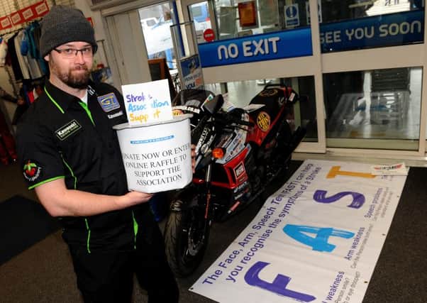 Jay McGreneghan is raffling off his Top Gun superbike for the Stroke Association Support charity. Picture: Andrew Roe