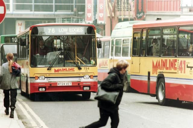 Buses in Sheffield city centre - 11th March 1996