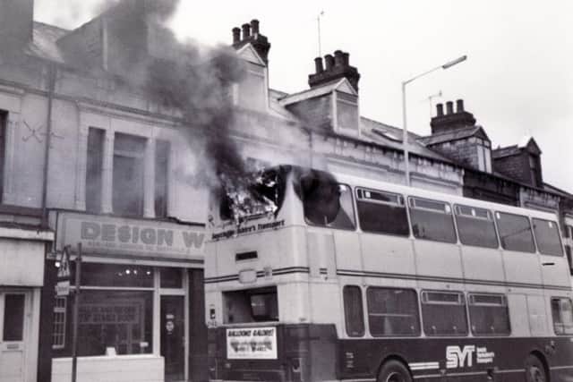 Arson attack on a Sheffield bus - 1990