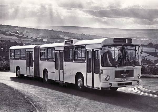 Articulated bus on test in Sheffield - 5th October 1977